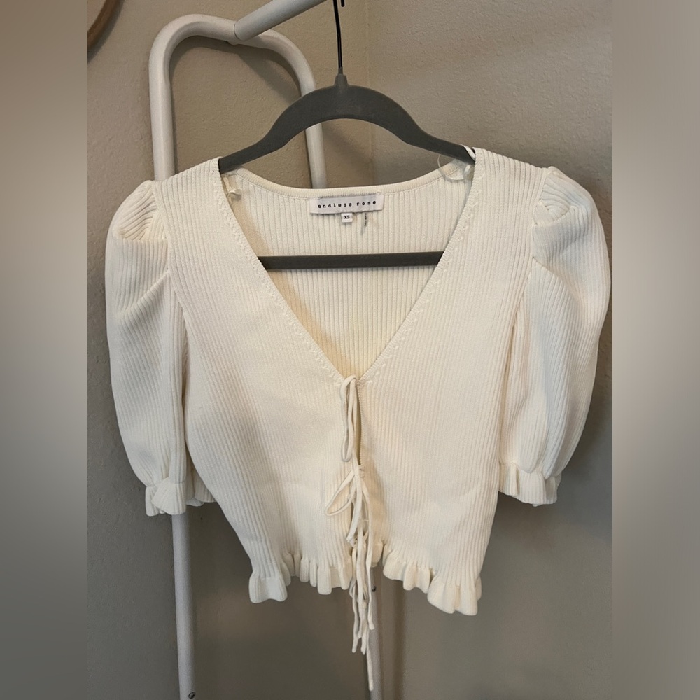 Endless Rose white tie top. Extra small.